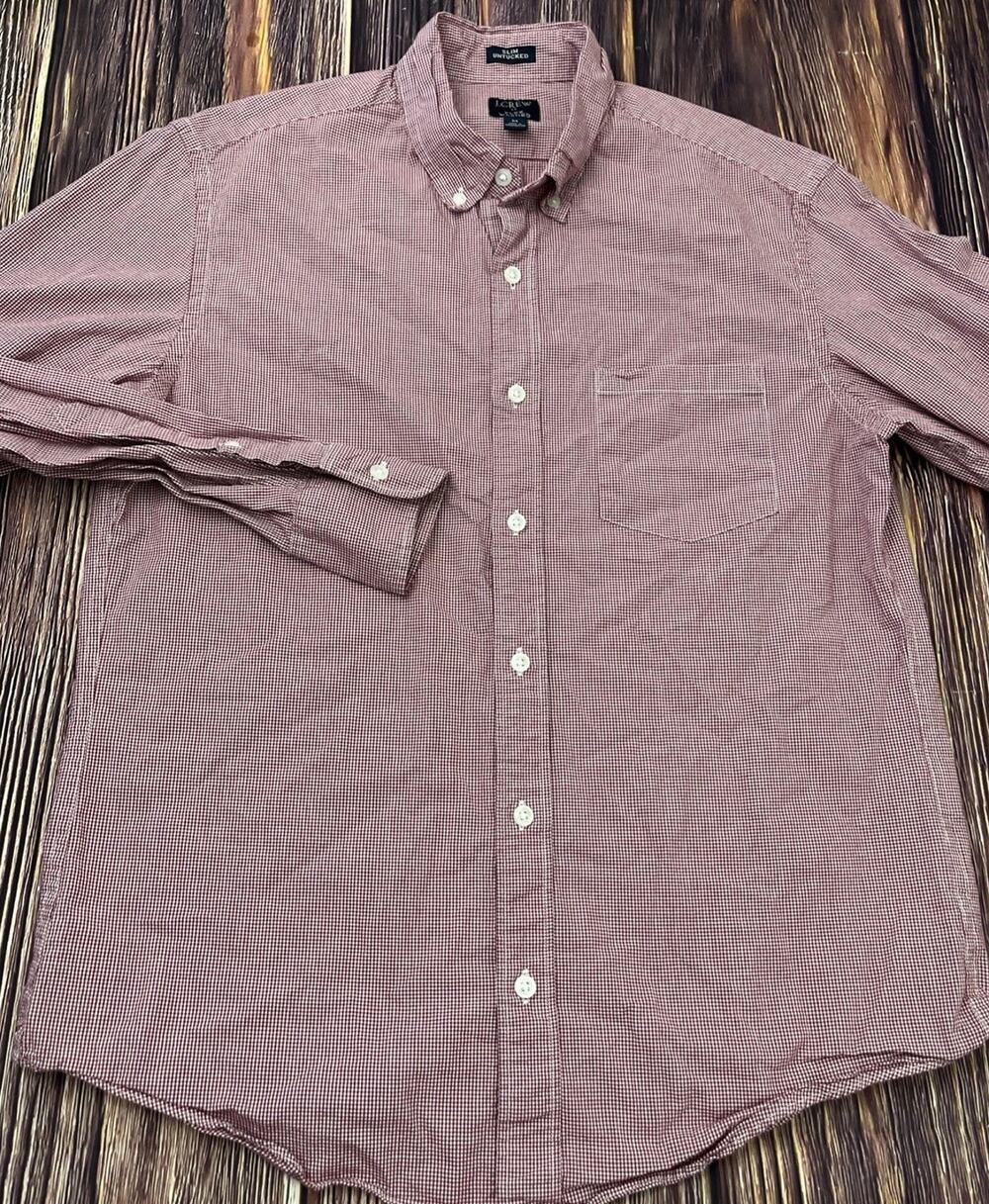 J. Crew Flex Washed Slim Untucked Shirt Mens Size Medium Button Up Stretch